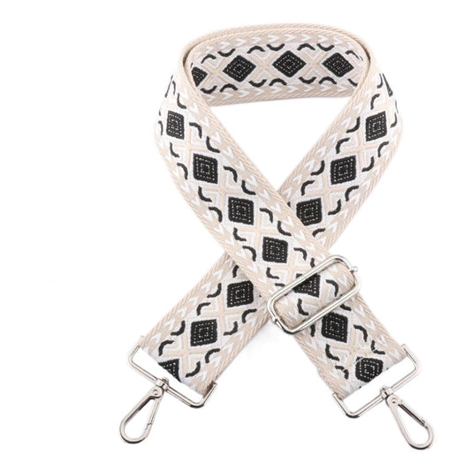 Purse/Guitar Strap - Khaki, White & Black Geometric Pattern
