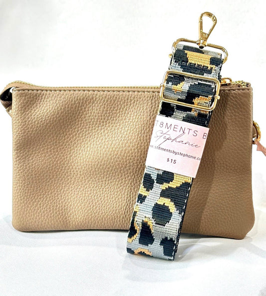 Camel Pebbled Vegan Leather Cross Body Bag
