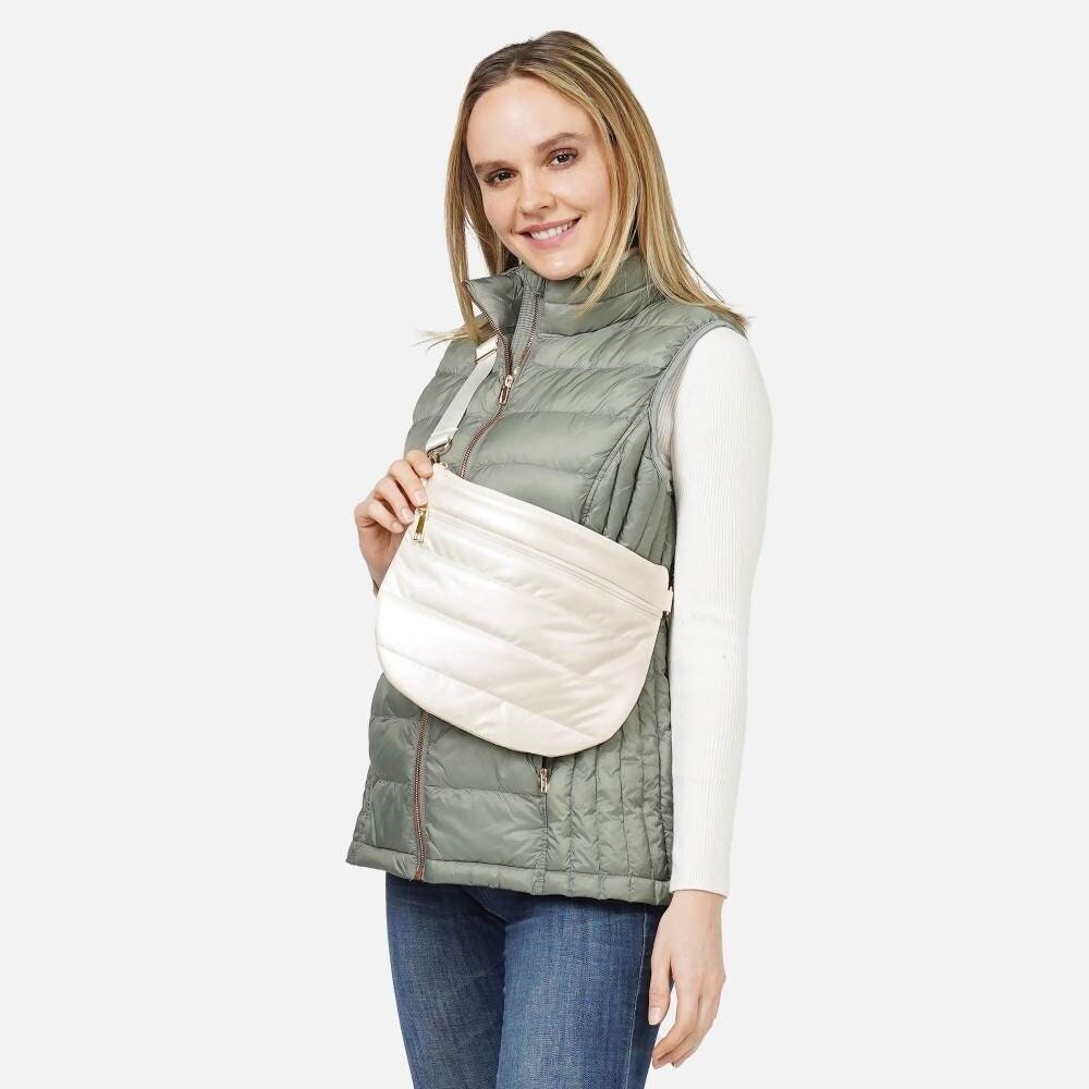 Puffer Polyester Cross Body Bag - Ivory