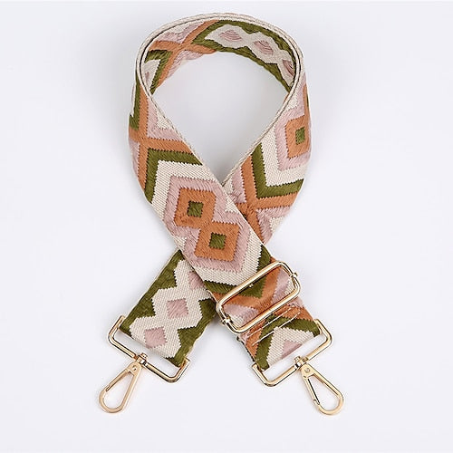 Purse/Guitar Strap - Olive, Beige, Rose & Rust