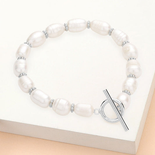 Pearl & Silver Stretch Bracelet