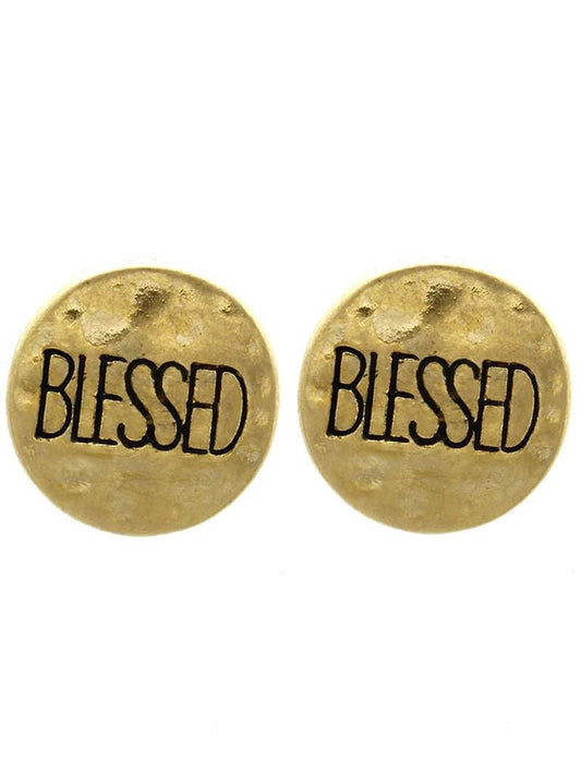 Blessed Gold Stud Earrings