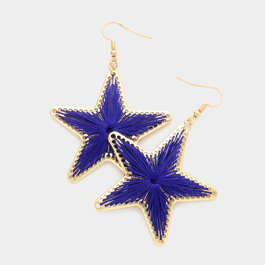 Star Drop Earrings - Blue