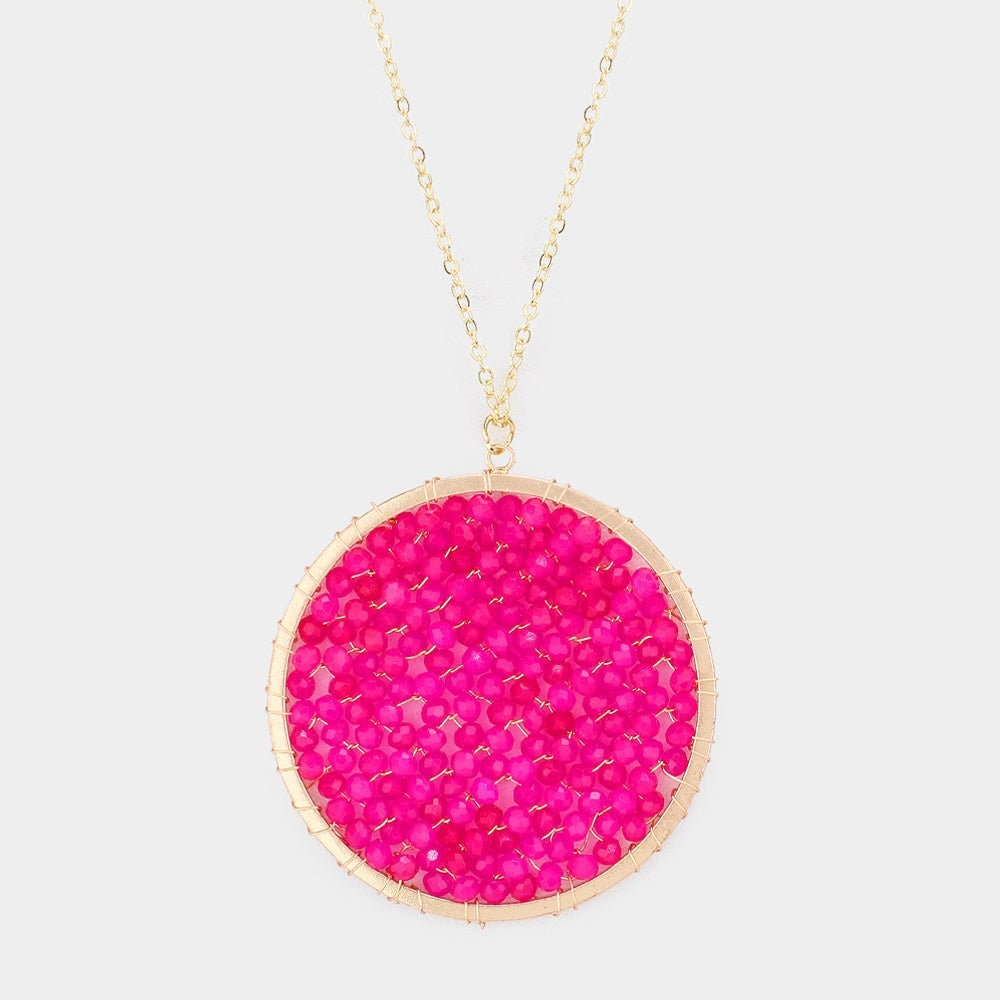 Fuschia Circle Pendant Necklace