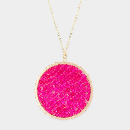 Fuschia Circle Pendant Necklace