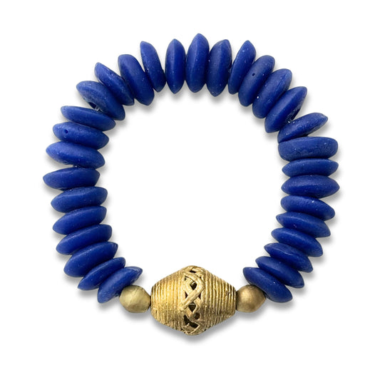 Royal Blue Ashanti Glass Saucer Bracelet