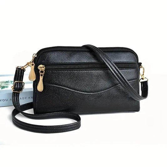 Vegan Leather Wristlet & Crossbody Bag - Black