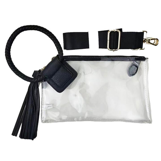 Transparent Clear Cuff Bag - Black