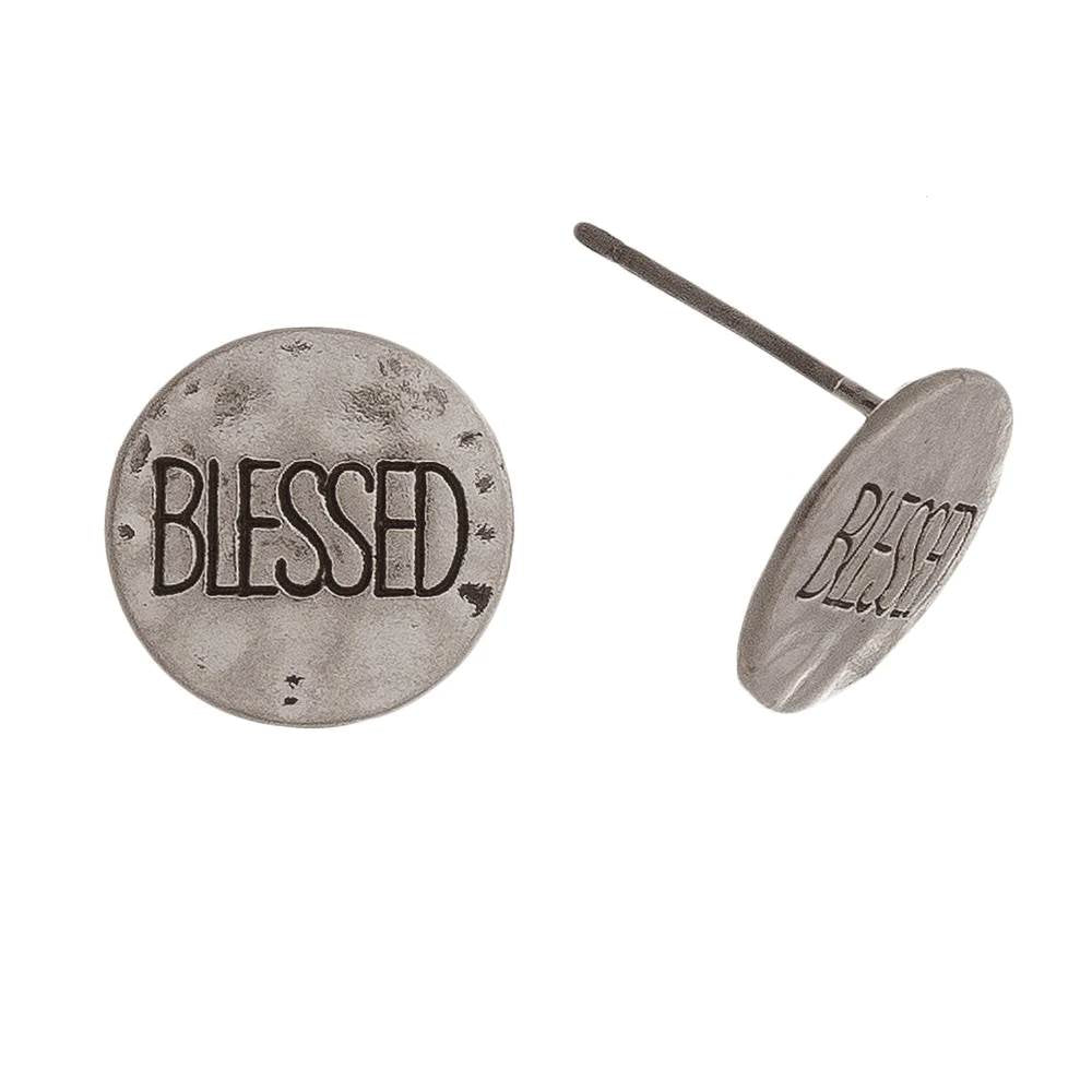 Blessed Silver Stud Earrings