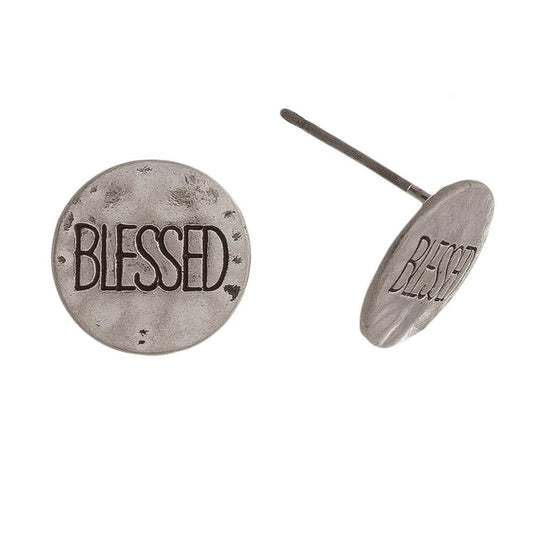 Blessed Silver Stud Earrings