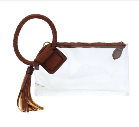 Transparent Clear Cuff Bag - Brown