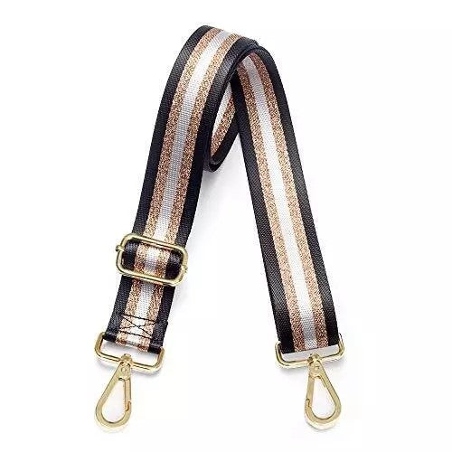 Purse/Guitar Strap - Black Gold White