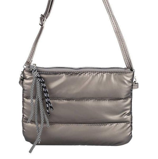 Nylon Tassel Cross Body Bag - Pewter