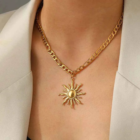 Elegant Sun 18K Gold Plated Pendant Necklace