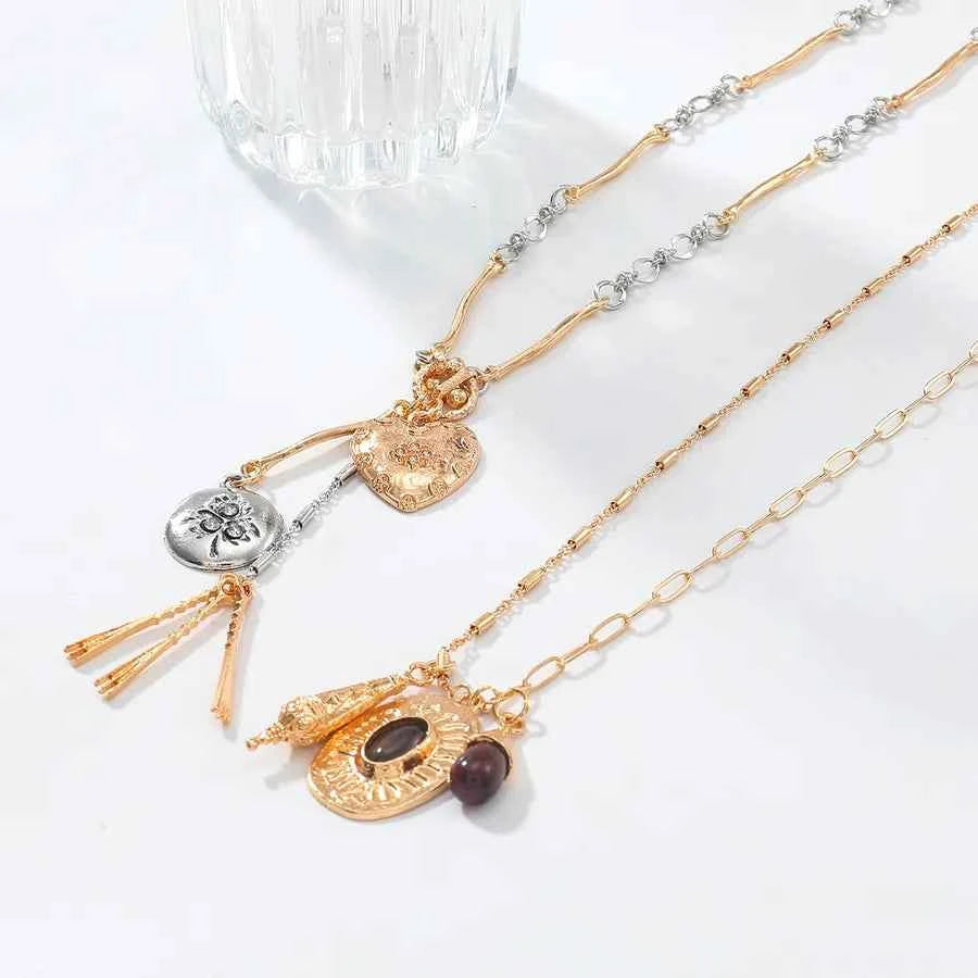 Heart Shape Choker and Paperclip Charm Necklace