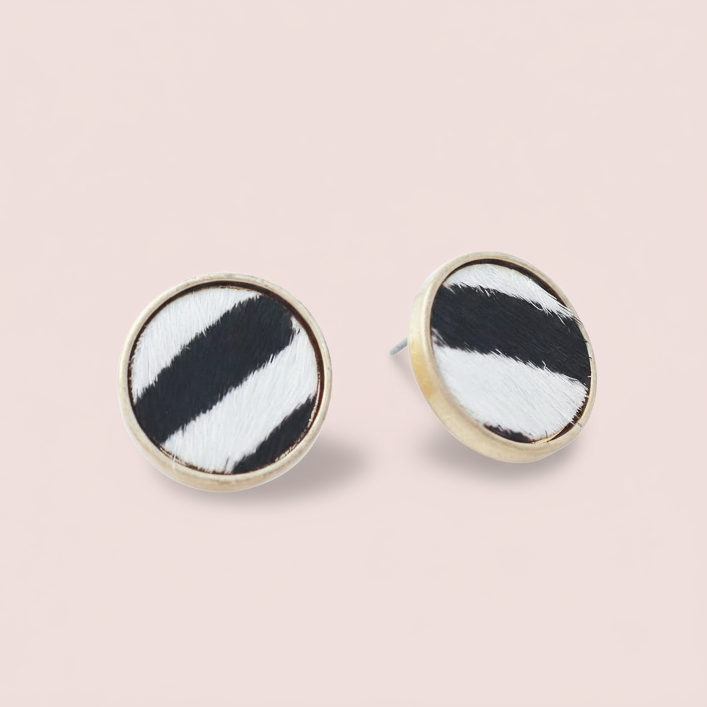 Round Cowhide Earrings