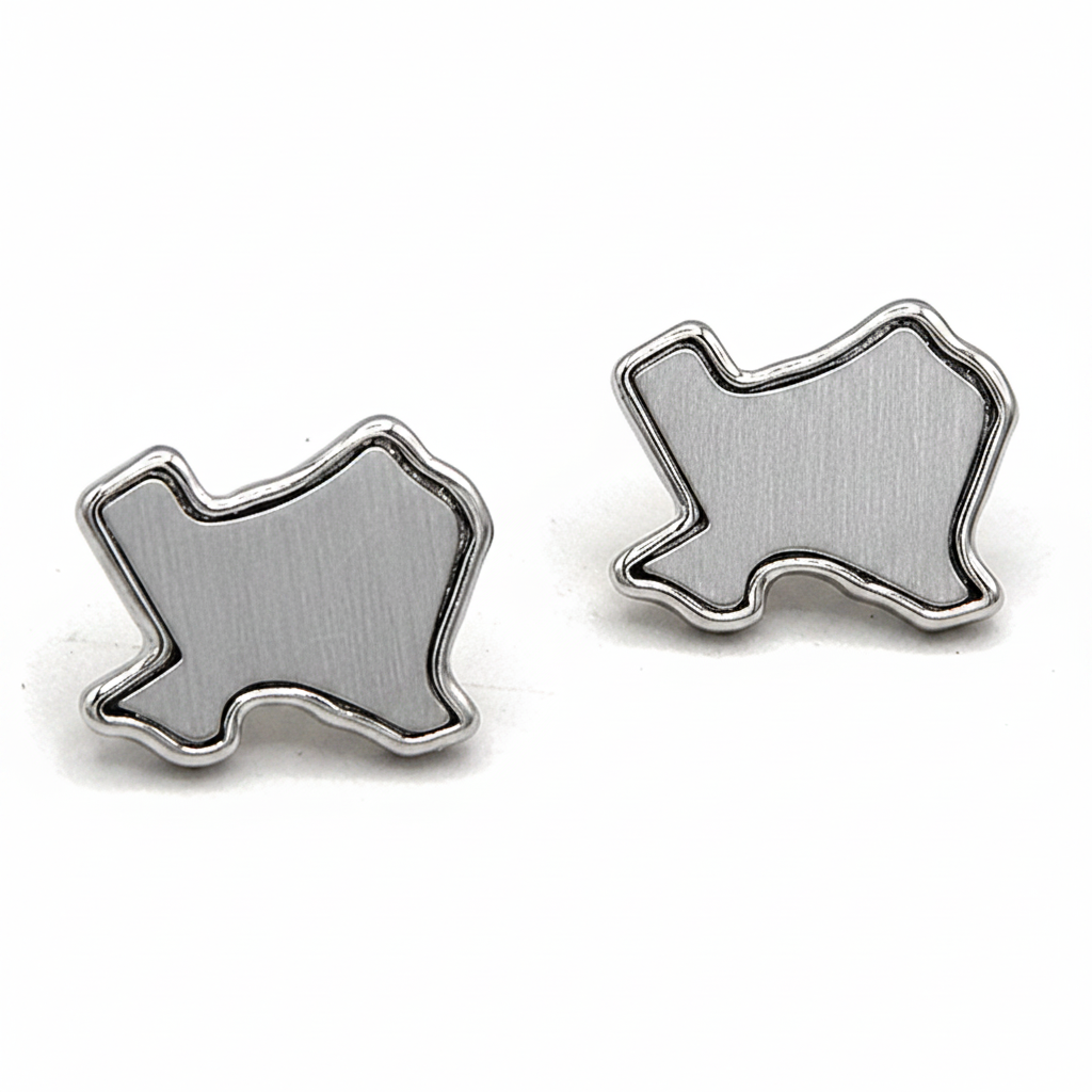 Texas Brushed Silver Stud Earrings - Product