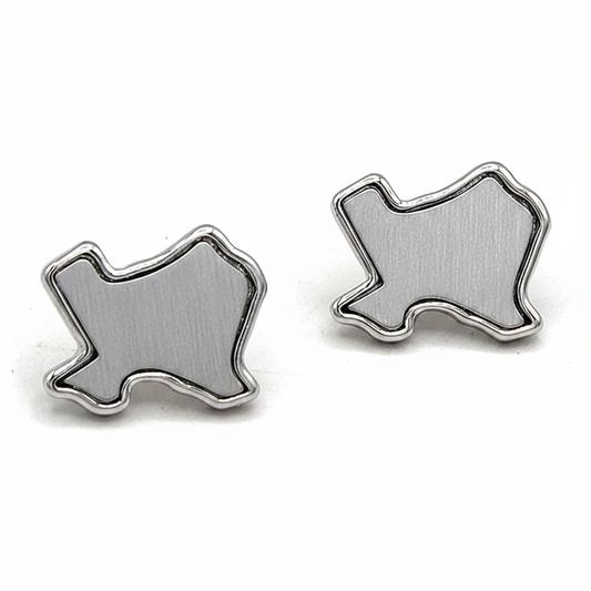 Texas Brushed Silver Stud Earrings - Product